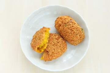 homemade pumpkin croquette for autumn vegetable cooking image