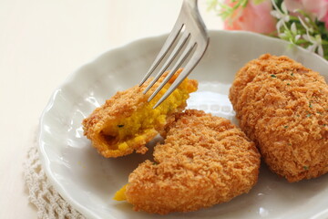 homemade pumpkin croquette for autumn vegetable cooking image
