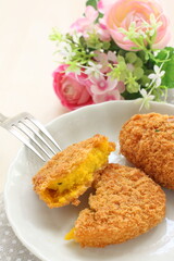 homemade pumpkin croquette for autumn vegetable cooking image