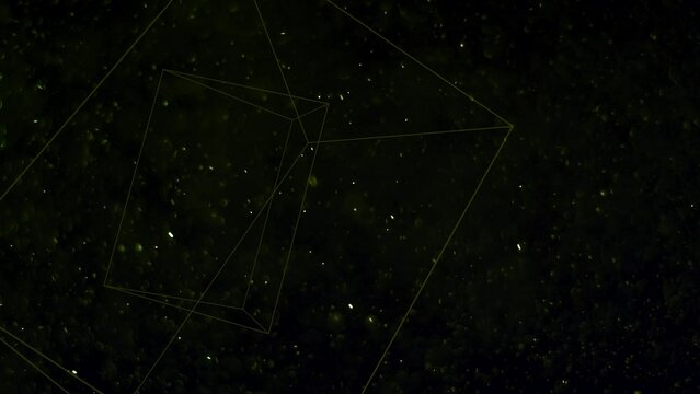 Abstract geometric shapes in dark space with fly glitters, business and corporate style background