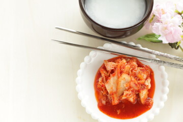 Korean food, spicy fermented Chinese cabbage Kimchi