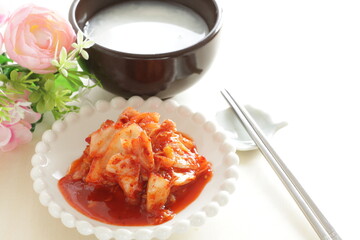 Korean food, spicy fermented Chinese cabbage Kimchi