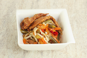 Chinese wok with chicken and teriyaki