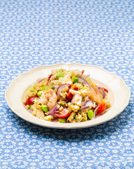 家庭料理　魚介とトマトのライスサラダ　日本