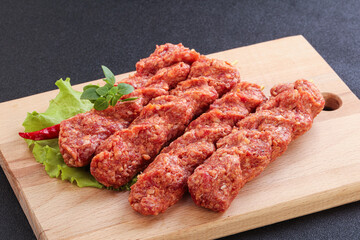 Raw beef kebab minced meat