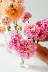 Beautiful pattern with neutral colors. Minimal, stylish, white background. Flat lay, top view, copy space.