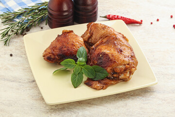 Roasted chicken leg with spicy sauce