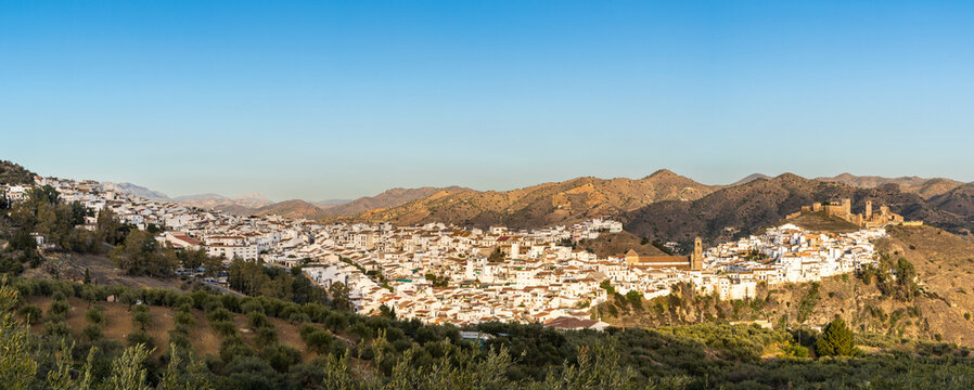 panorama view of the idyllic whitewashed Andalusian village of Alora