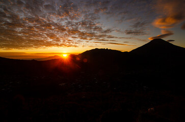 Sunrise in the mountains of Prau, Dieng, Wonosobo, Central Java, Indonesia