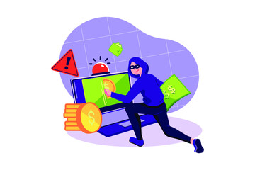 Computer Cryptocurrency Attack illustration concept