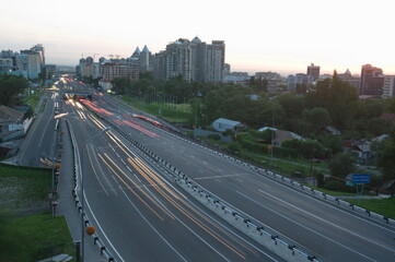 Almaty, Kazakhstan - 05.30.2013 : Traffic on one of the central highways of the city.