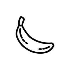 Banana flat outlined icon. Vector fruit logo isolated on white background. Vegan food symbol, media glyph for web