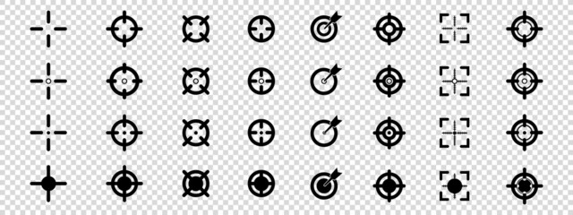 Target Icons Set - Different Vector Illustrations Isolated On Transparent Background