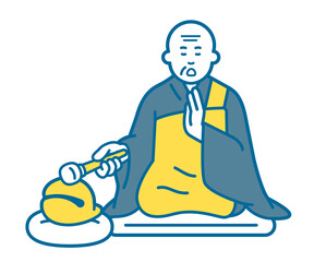Illustration of a monk chanting sutras