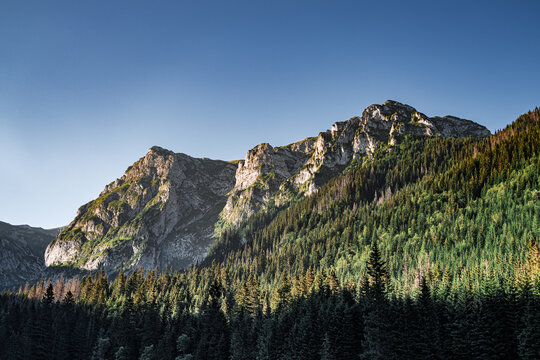 Tatra National Park - Wielka Turnia, Pośrednia Turnia, Zagonna Turnia - Sunrise view from Wielka Polanka Małołącka
