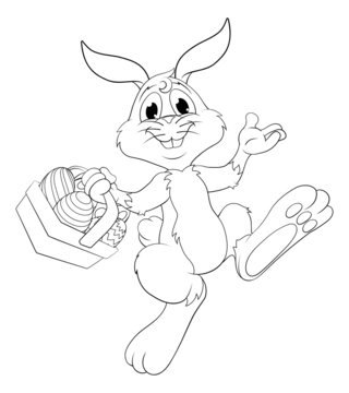 recommend clip art: Easter Bunny Cartoon Rabbit With Eggs Basket