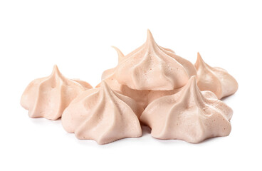 Many sweet meringue isolated on white background