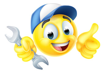 Mechanic or Plumber Spanner Emoticon Emoji Icon