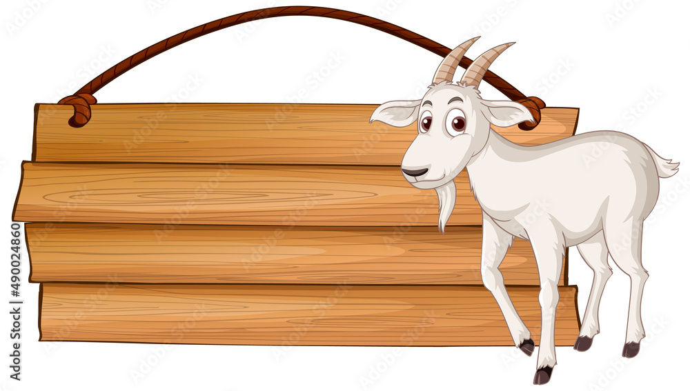 Poster isolated wooden banner with goat