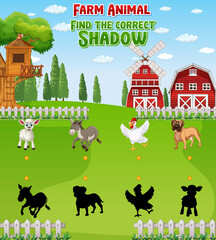 Matching Farm animal shadow worksheet