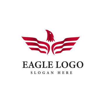 Flying red eagle illustration logo