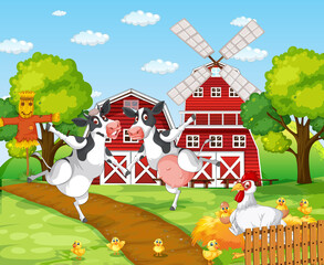 Scene with farm animal on the farm