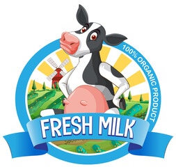 A cow with a Fresh milk label