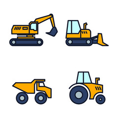 Transport, heavy duty machines set icon symbol template for graphic and web design collection logo vector illustration