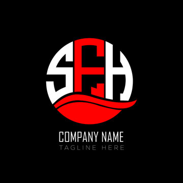 SFH logo monogram isolated on circle element design template, SFH letter logo design on black background. SFH creative initials letter logo concept.  SFH letter design.