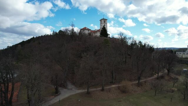 Čern&aacute; Hora is a market town in Blansko District in the South Moravian Region of the Czech Republic aerial panorama view fo the castle Cerna Hora	