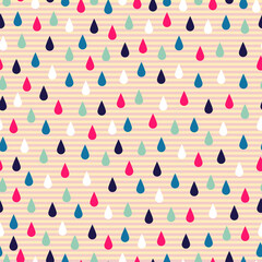Rain drops vector pattern with horizontal stripes