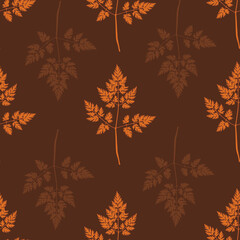 Orange and brown vintage flowers seamless background