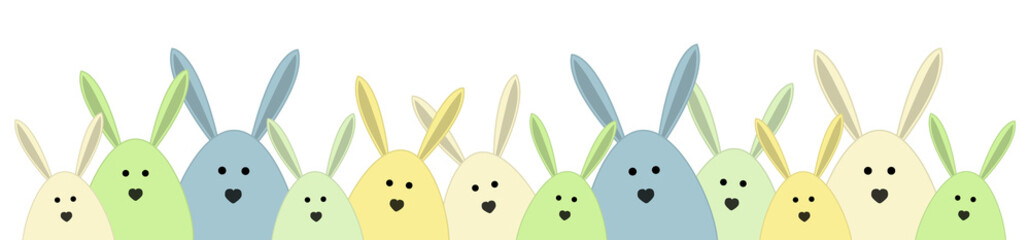 Colourful Easter bunnies. Banner design. Vector