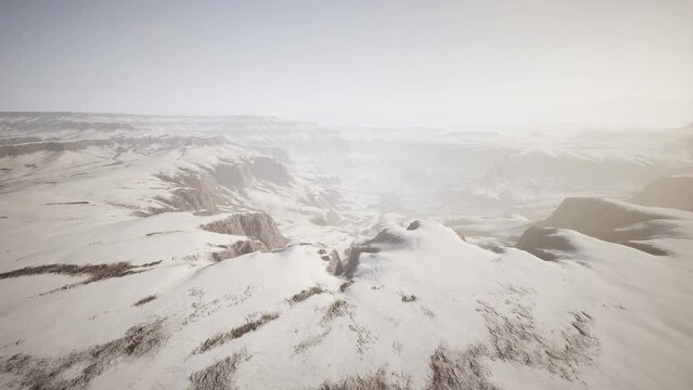 Rocks covered in snow in winter
