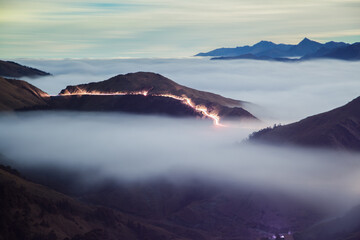 Beautiful autumn scenery in Taiwan, The fallen leaves beautiful color picture, Asia - Beautiful landscape of highest mountains blue sky in fall seaon at Taroko National Park, Taiwan