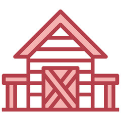 SHED red line icon,linear,outline,graphic,illustration