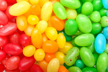 Different jelly beans as background, closeup
