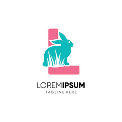 Fototapeta premium Letter L Initial Rabbit Logo Design Vector Icon Graphic Illustration Background Template