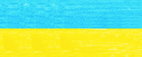 Painted flag of Ukraine. Ukrainian colors. Abstract vivid yellow blue textured banner