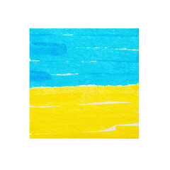 Painted flag of Ukraine. Ukrainian colors. Abstract vivid yellow blue textured background.