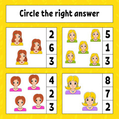 Circle the right answer. Education developing worksheet. Activity page with pictures. Game for children. Color isolated vector illustration. Funny character. cartoon style.