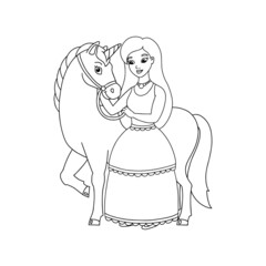 Magic fairy unicorn. Coloring book page for kids. Cartoon style character. Vector illustration isolated on white background.