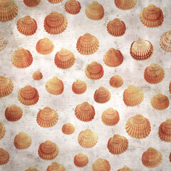 stylish textured old paper background with cockle shells