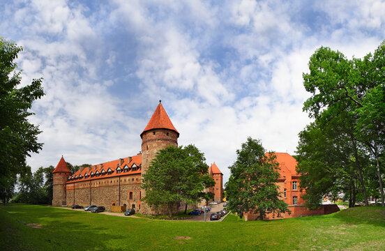 The castle in Bytow was build by the teutonic knights between 1398 and 1405. The Brick and stone walls. Town in the Middle Pomerania region of northern Poland