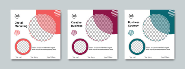 Collection of modern creative social media post templates. Suitable for online marketing promotion banner, webinar, seminar, flyer, ads, etc.	