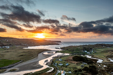 Aerial view of Glen Bay in Glencolumbkille in County Donegal, Republic of Irleand