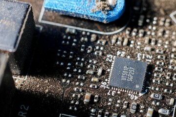 Computer circuit board photo close-up motherboard