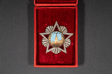 Soviet military award for victory in the Great Patriotic War. symbols of the Victory Day in WWII on...