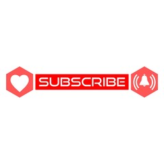 Subscribe button for social media icon isolated on white background