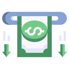 WITHDRAW flat icon,linear,outline,graphic,illustration